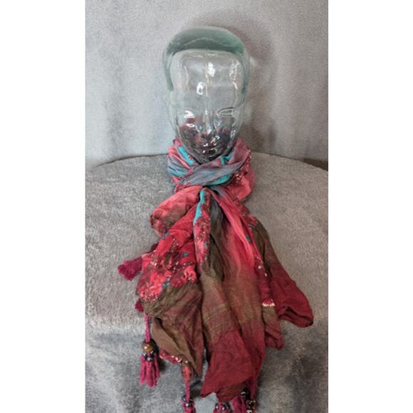 Beautiful Scarf Pink, blue, brown 39 x 67 NWT - Picture 1 of 5